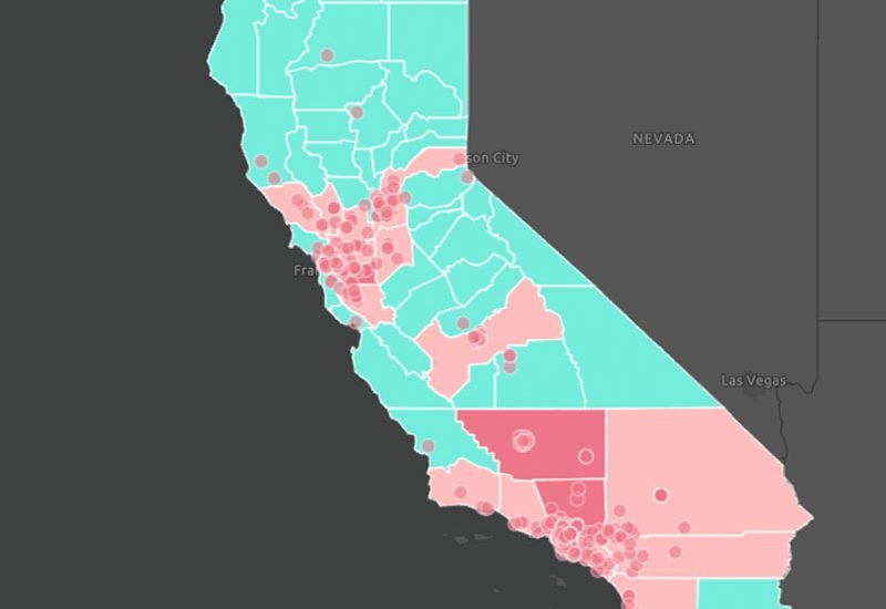 Photo of California with Black Business Markers