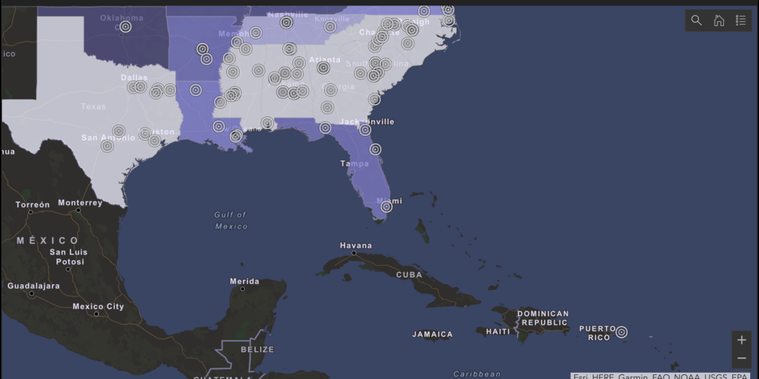 Screenshot of Historically Black Colleges and Universities in Southeastern Region of US
